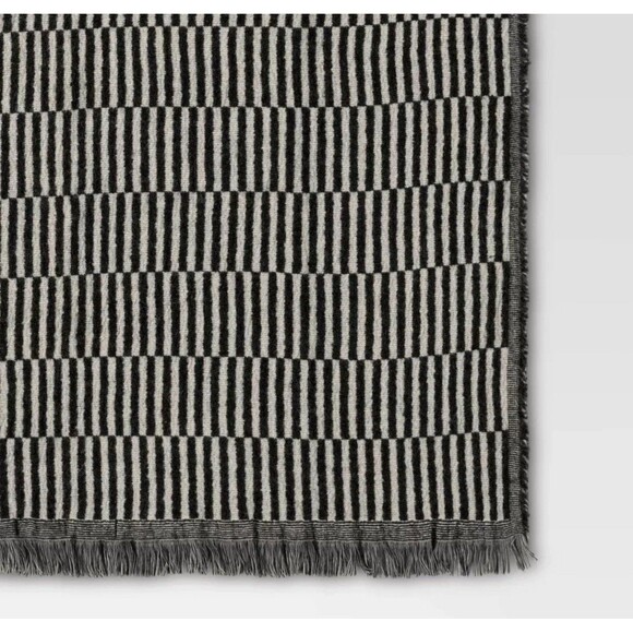 50''x60'' Oversized Woven Linework Throw Blanket Black/Cream - Threshold - Picture 5 of 8